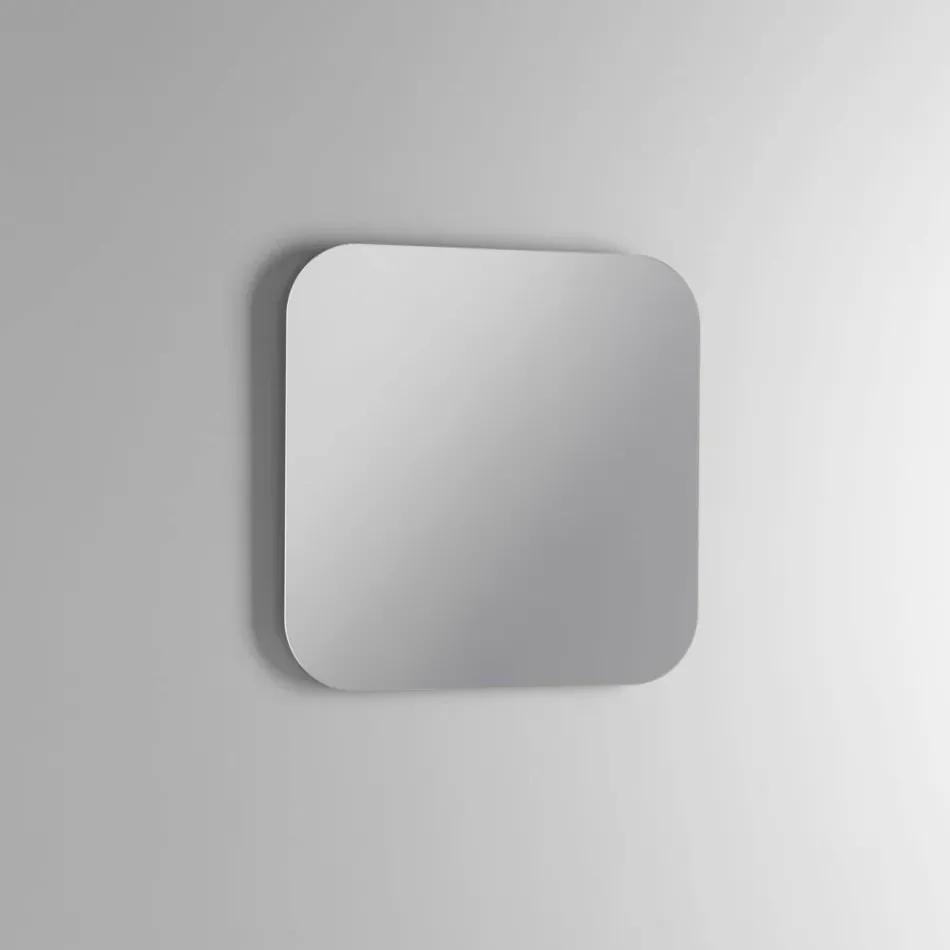 Kompozycja łazienkowa z 2 dębowymi szufladami, ceramiczną umywalką i lustrem - Titan Viadurini