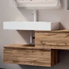 Kompozycja łazienkowa z 2 szufladami, białą umywalką, lustrem i szafką ścienną - Elios Viadurini