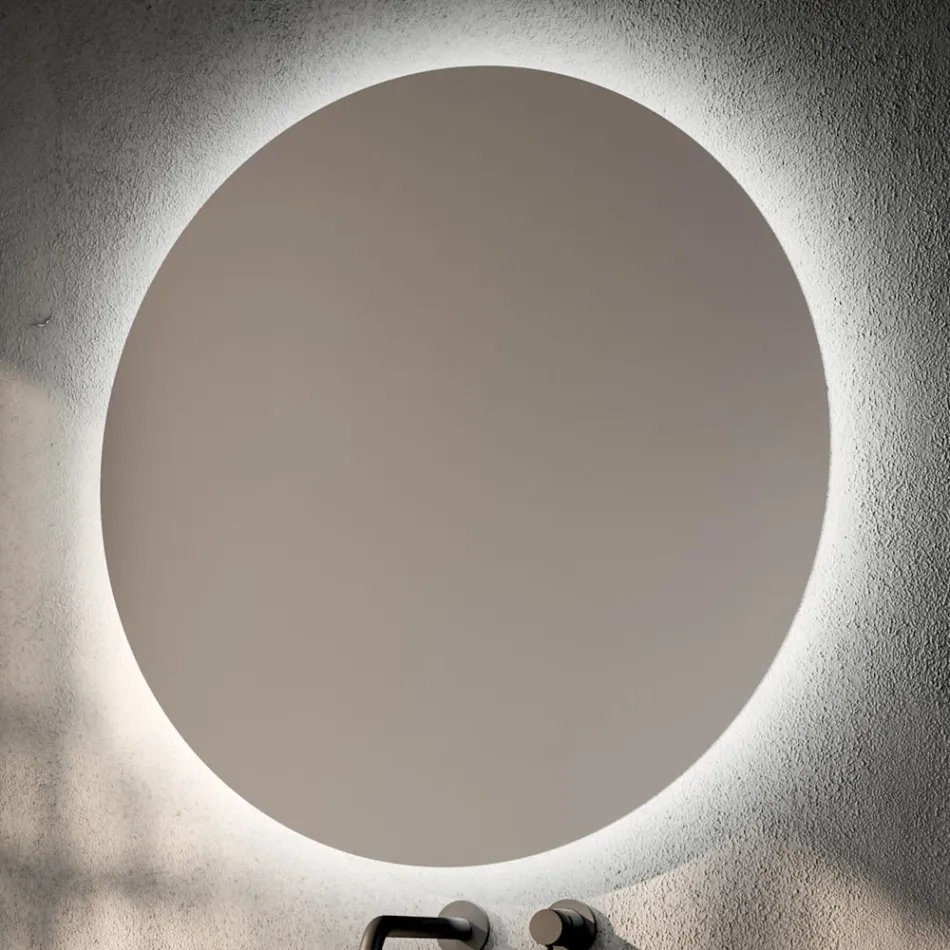 Kompozycja łazienkowa z 2 szufladami, lustrem i białą umywalką z żywicy - Magnolia Viadurini