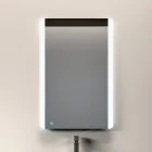 Kompozycja łazienkowa z 3 matowymi szufladami w kolorze gołębiej szarości, lustrem i umywalką - Velaria Viadurini