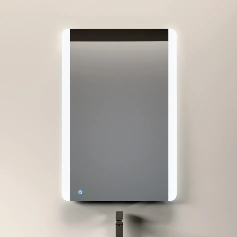 Kompozycja łazienkowa z 3 matowymi szufladami w kolorze gołębiej szarości, lustrem i umywalką - Velaria Viadurini