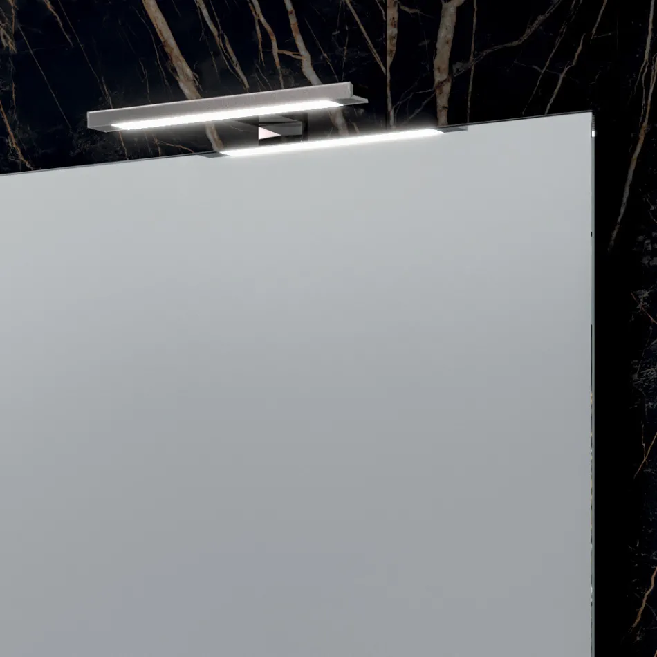 Kompozycja łazienkowa z 4 szufladami, 2 ceramicznymi umywalkami i lustrem - Titan Viadurini