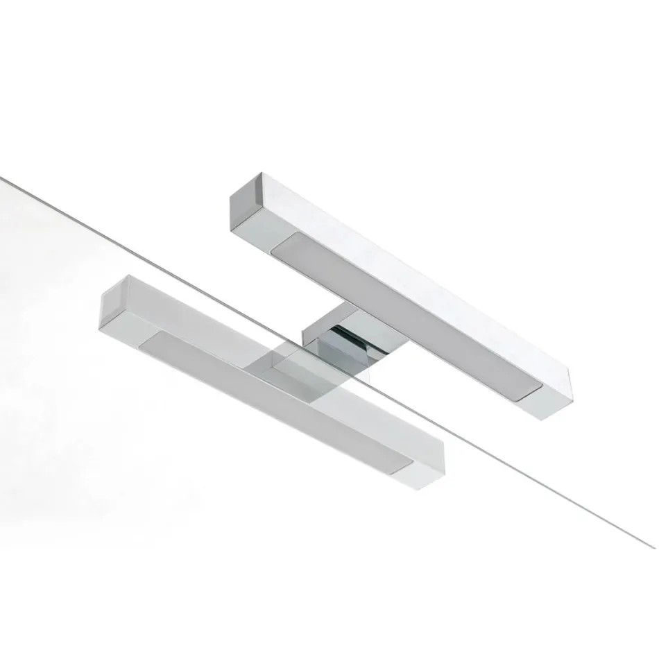 Kompozycja łazienkowa z 4 szufladami, 2 ceramicznymi umywalkami i lustrem - Titan Viadurini