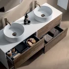 Kompozycja łazienkowa z 4 szufladami w kolorze dębu Rio, lustrem i umywalką - Velaria Viadurini