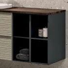 Kompozycja łazienkowa z 4 szufladami, umywalką, lustrem i otwartymi półkami - Elios Viadurini