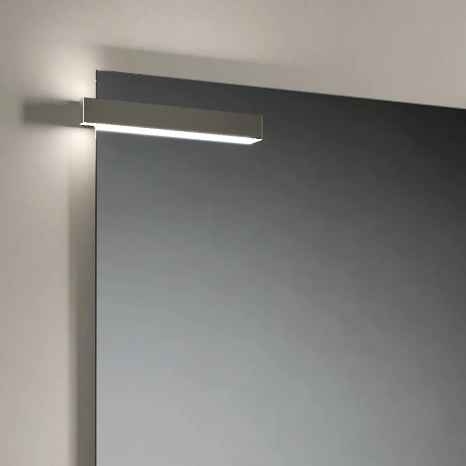 Kompozycja łazienkowa z szufladami, umywalką, lustrem i szafką ścienną - Orione Viadurini