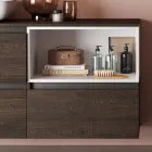 Kompozycja łazienkowa z ceramiczną umywalką i lustrem Made in Italy - Dream Viadurini