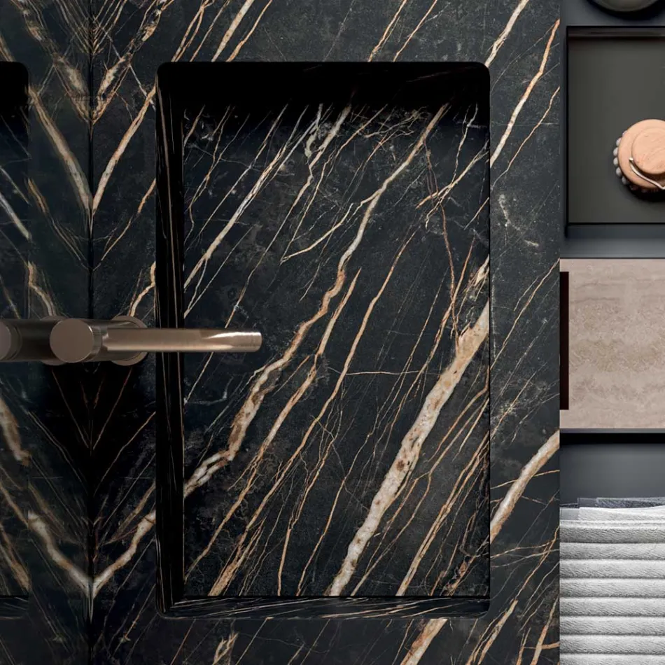 Kompozycja łazienkowa z umywalką Noir Desir Gres - Orione Viadurini