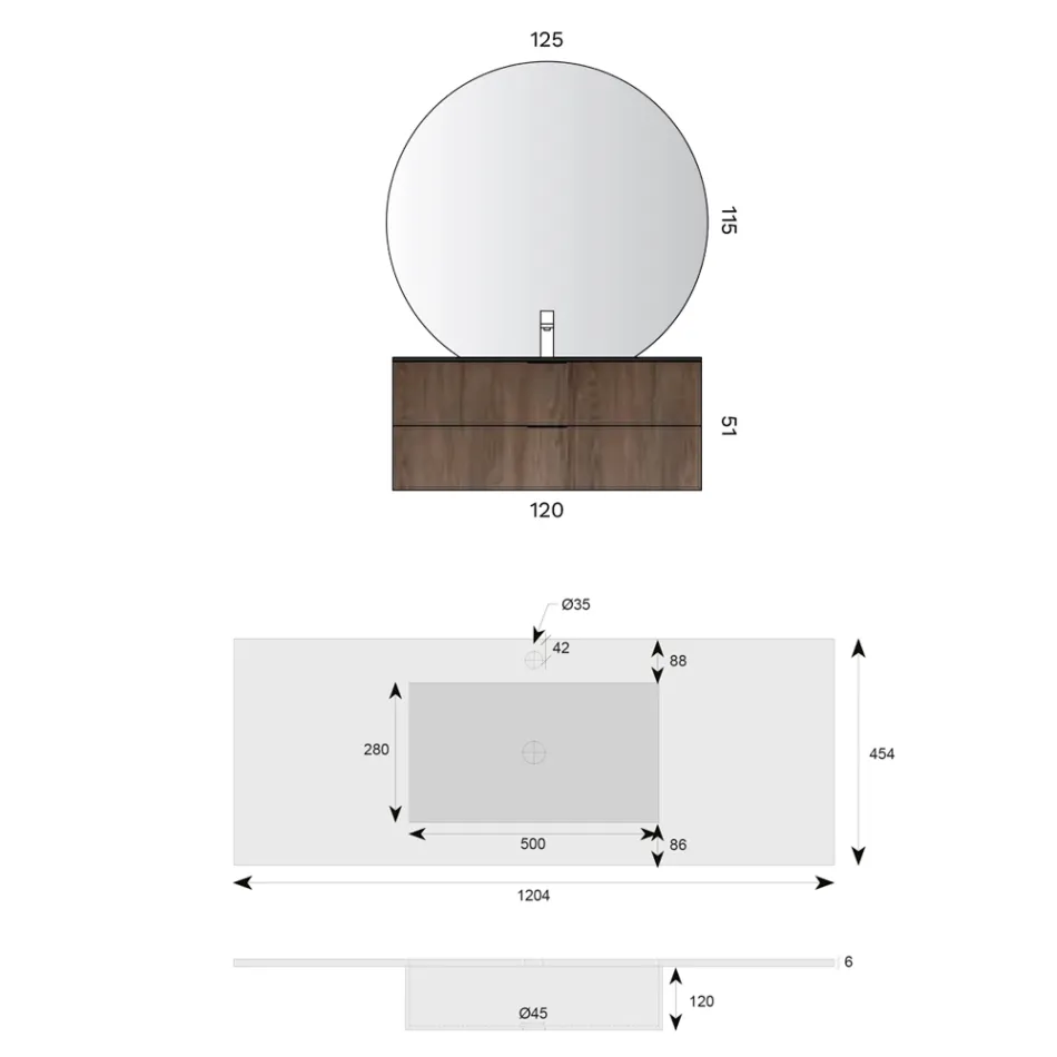 Kompozycja łazienkowa z umywalką Noir Desir Gres - Orione Viadurini