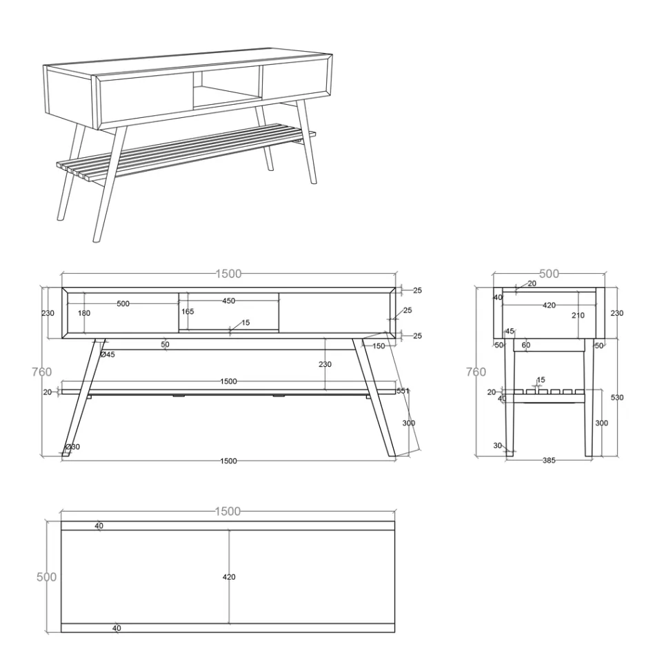 Kompozycja łazienkowa z szafką podłogową, umywalką i akcesoriami z drewna tekowego - Georges Viadurini