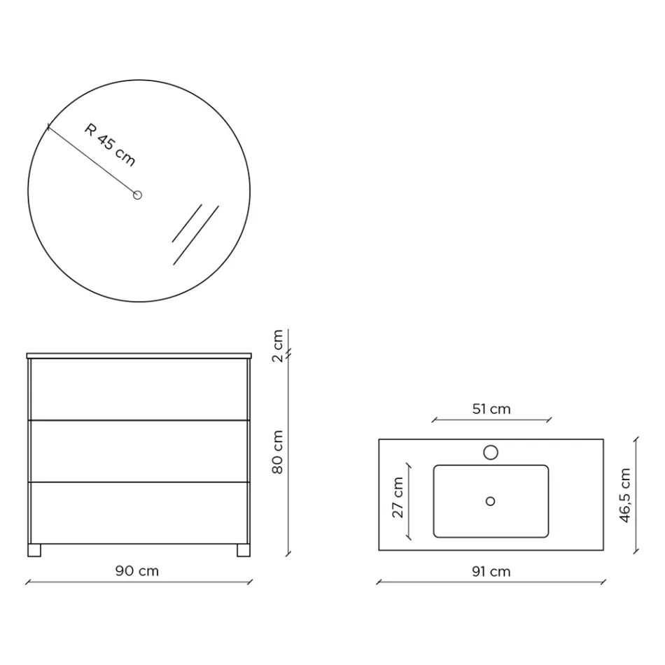 Kompozycja łazienkowa z lustrem, podstawą i umywalką z żywicy Made in Italy - Kilos Viadurini