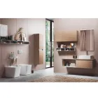 Kompozycja łazienkowa z lustrem ze zintegrowaną lampą, umywalką i podstawą - Dream Viadurini