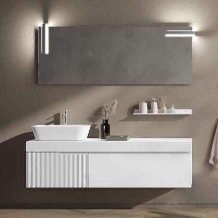 Kompozycja łazienkowa z lustrem i półką Made in Italy - Erebo Viadurini