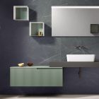Kompozycja łazienkowa z lustrem i metalowymi meblościankami Made in Italy - Efesto Viadurini