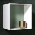 Kompozycja łazienkowa z lustrem i metalowymi meblościankami Made in Italy - Efesto Viadurini