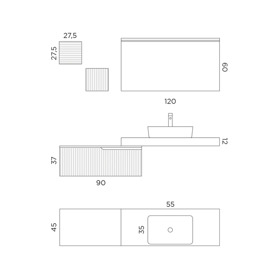 Kompozycja łazienkowa z lustrem i metalowymi meblościankami Made in Italy - Efesto Viadurini