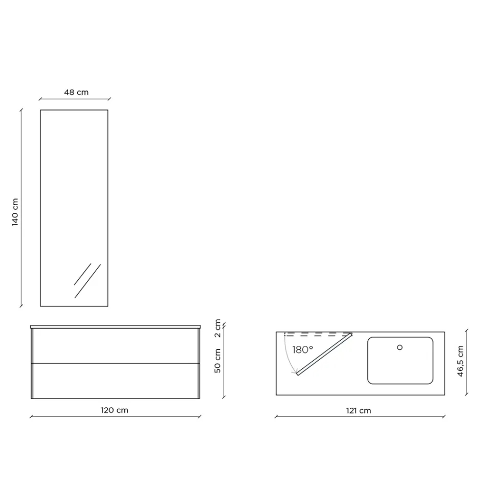 Kompozycja łazienkowa z lustrem obrotowym 180°, podstawą Made in Italy i umywalką - Kilos Viadurini