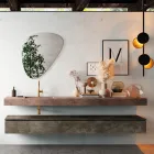 Kompozycja łazienkowa z nowoczesnym lustrem i umywalką na konsoli Made in Italy - Palom Viadurini