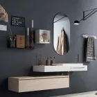 Kompozycja łazienkowa z owalnym lustrem, umywalką i podstawą Made in Italy - Palom Viadurini