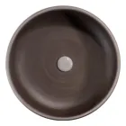 Szara kompozycja łazienkowa z okrągłym lustrem i różnymi akcesoriami - Maryse Viadurini