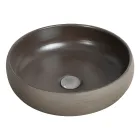 Szara kompozycja łazienkowa z okrągłym lustrem i różnymi akcesoriami - Maryse Viadurini