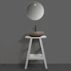 Szara kompozycja łazienkowa z okrągłym lustrem i różnymi akcesoriami - Maryse Viadurini