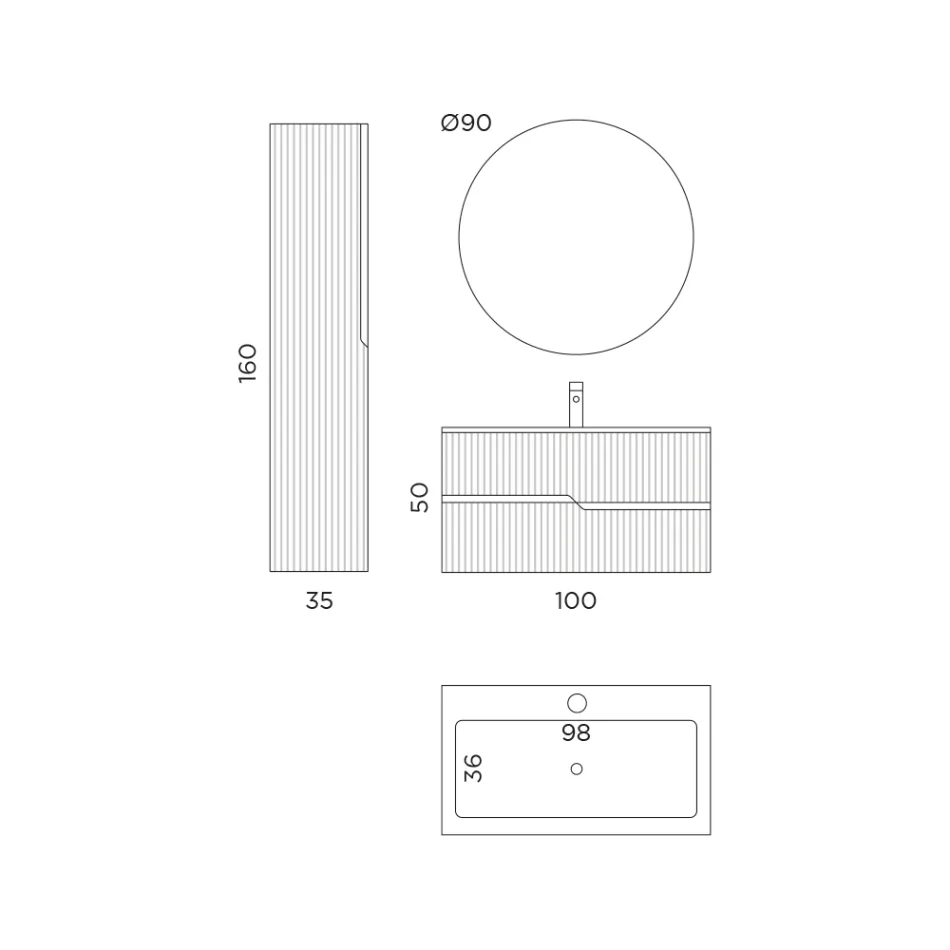 Kompozycja Łazienkowa w Dąbie Rio Cannettato Made in Italy - Afrodite Viadurini