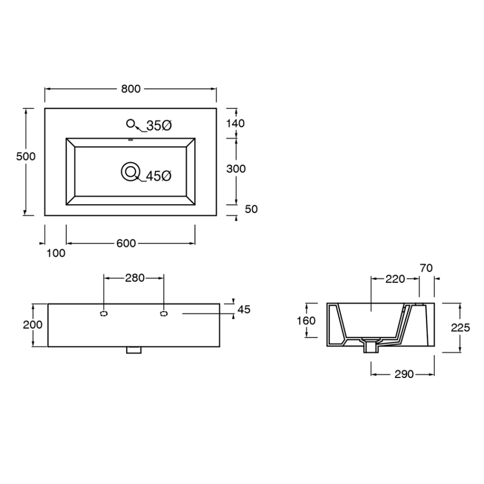 Kompozycja łazienkowa Umywalka ceramiczna i stalowa podstawa Made in Italy - Quadro Viadurini