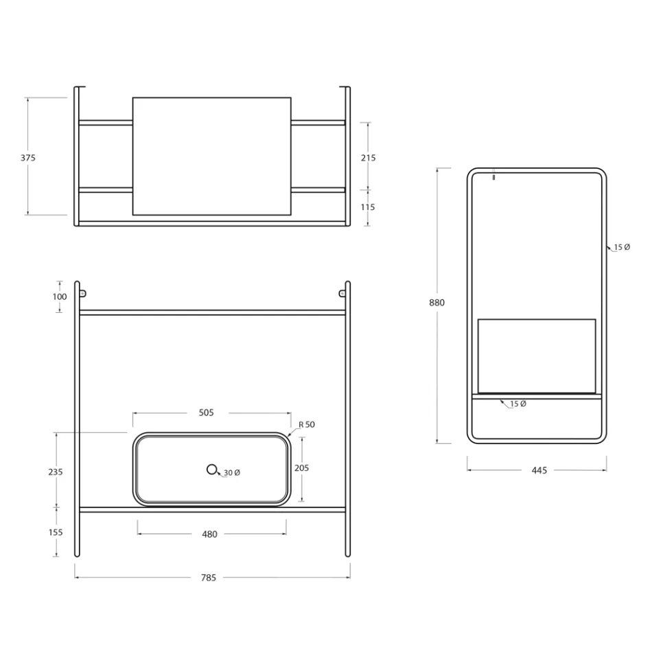 Kompozycja łazienkowa Umywalka z ceramiki i lustra Made in Italy - Chantal Viadurini