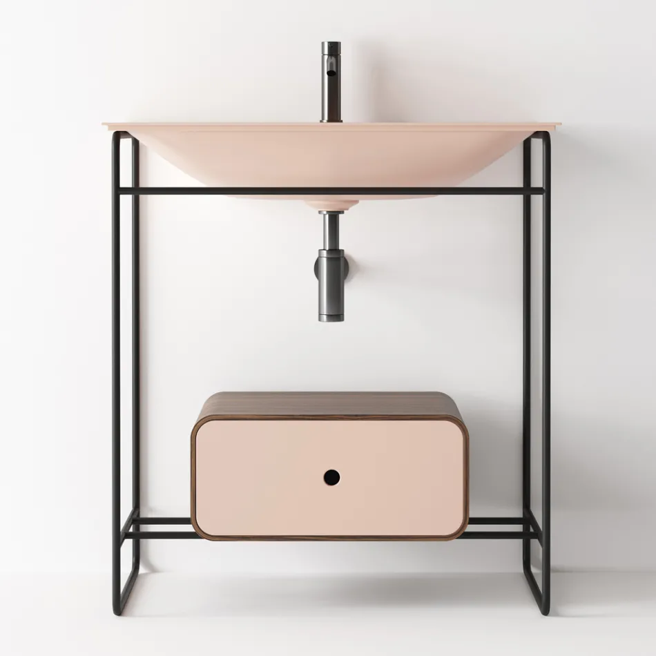 Kompozycja łazienkowa Umywalka z ceramiki i lustra Made in Italy - Chantal Viadurini