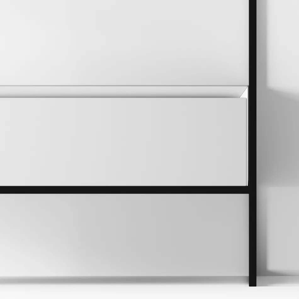 Kompozycja łazienkowa Umywalka z ceramiki i lustra Made in Italy - Hoscar Viadurini