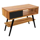 Czarna kompozycja łazienkowa z szafką z drewna tekowego i wysokiej jakości akcesoriami - Sylviane Viadurini