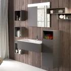 Zawieszana kompozycja łazienkowa w kolorze przydymionej szarości Fenix, wyprodukowana we Włoszech, w Neapolu Viadurini