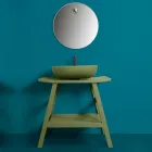 Zielona kompozycja łazienkowa z szafką odporną na zarysowania i akcesoriami - Patryk Viadurini