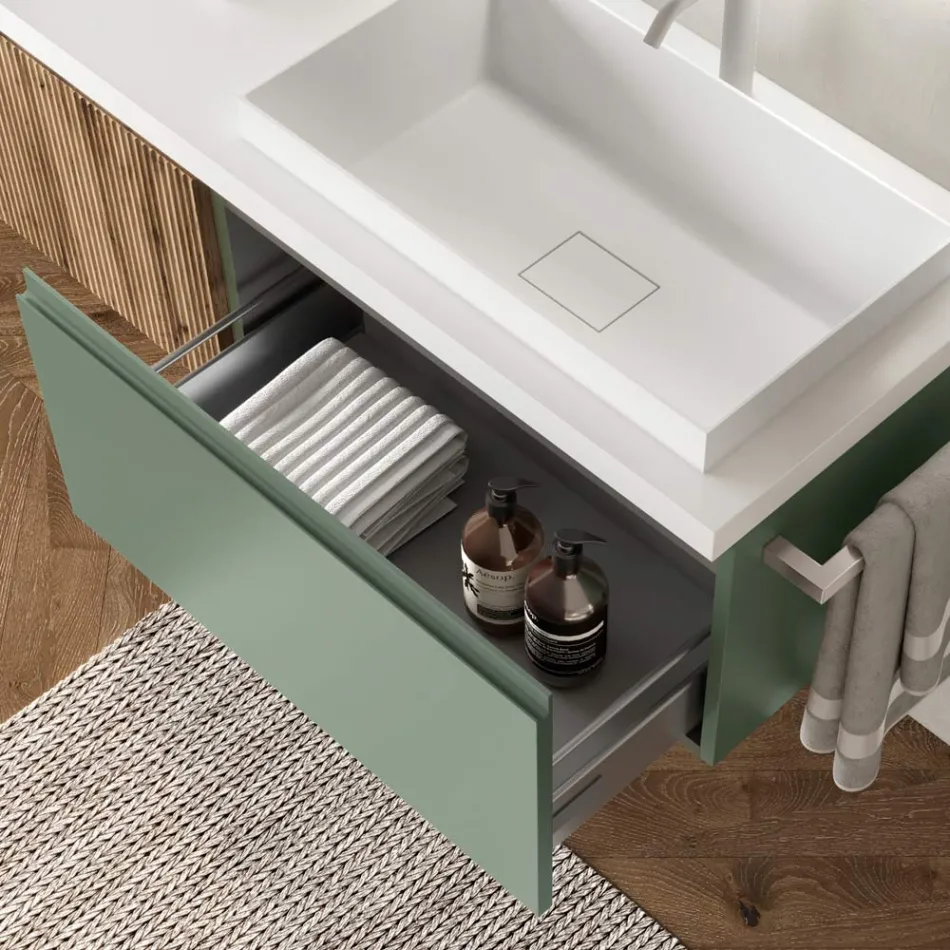 Szałwia Zieleń i Dąb Cannettato Łazienka Kompozycja Made in Italy - Uranus Viadurini