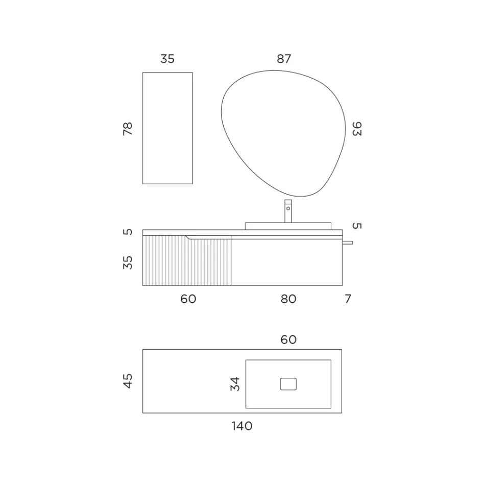 Szałwia Zieleń i Dąb Cannettato Łazienka Kompozycja Made in Italy - Uranus Viadurini