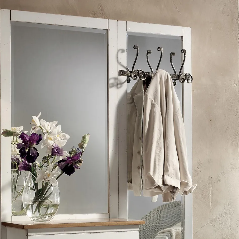 Kompozycja wejściowa z dwukolorowego białego wosku i blatu z naturalnego drewna - Fatuo Viadurini