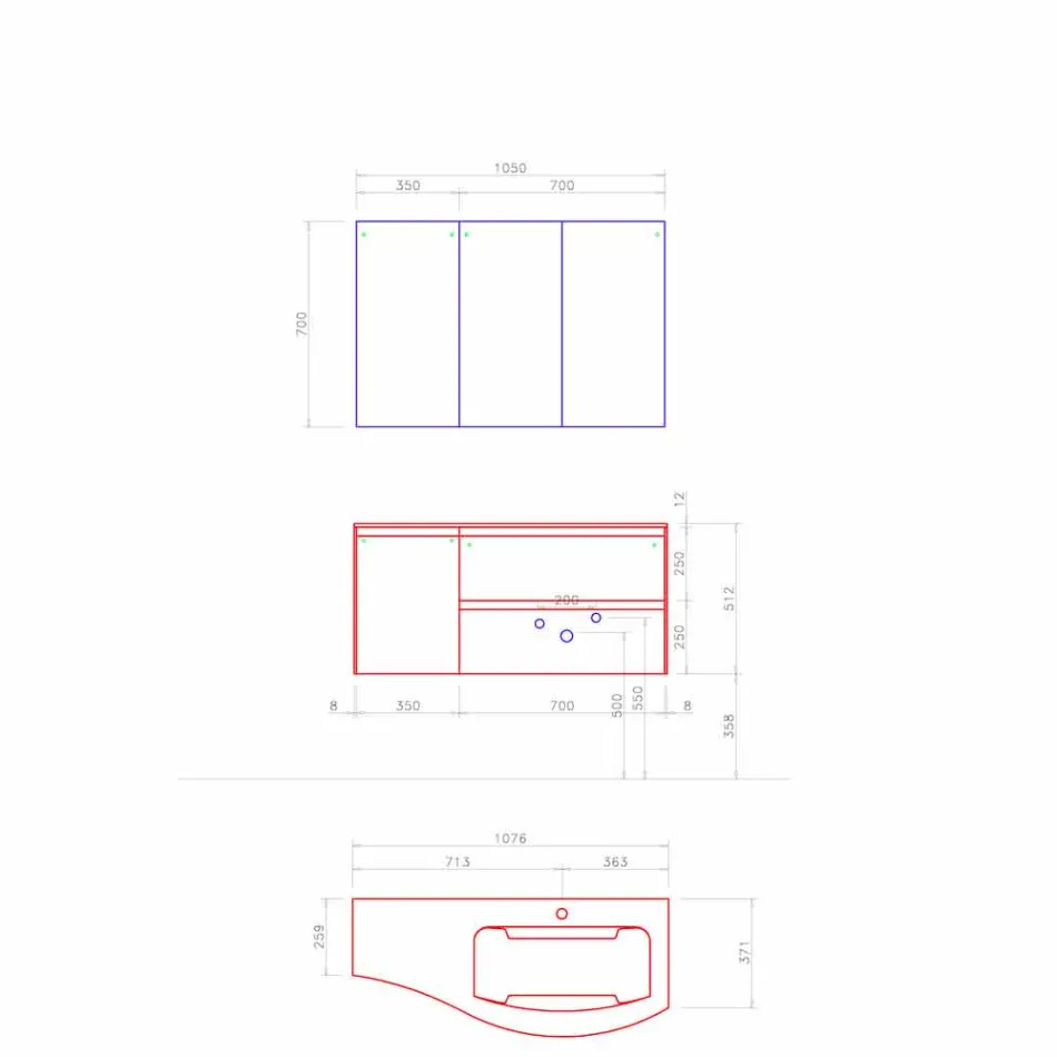 Nowoczesna i podwieszana kompozycja łazienkowa Made in Italy Design - Callisi7 Viadurini