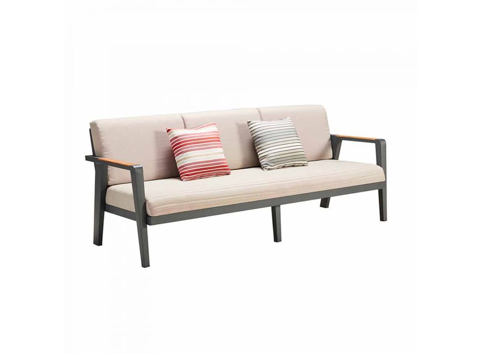 Kompozycja zewnętrzna 3-osobowa sofa, 2 fotele i stolik kawowy - Moira Viadurini
