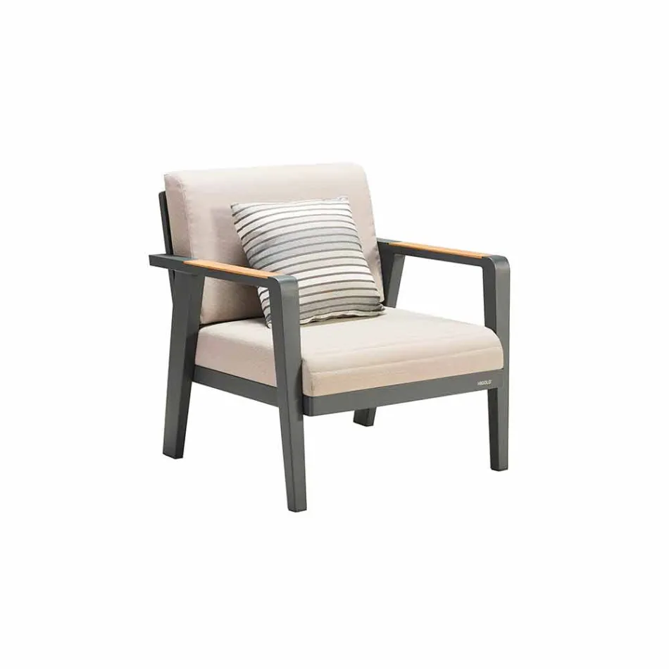 Kompozycja zewnętrzna 3-osobowa sofa, 2 fotele i stolik kawowy - Moira Viadurini