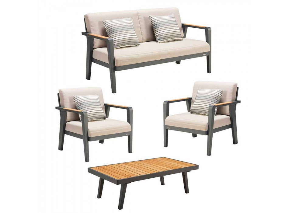 Kompozycja ogrodowa 2 osobowa sofa, 2 fotele i stolik kawowy - Moira Viadurini