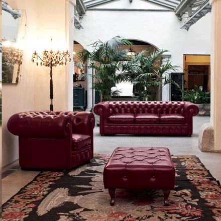 Kompozycja salonu z sofą, fotelem i ławką Made in Italy - Spasso Viadurini