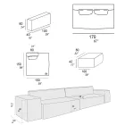 Kompozycja 1 pufy z oparciem, 1 pufy i 1 półwyspu - dziwna Viadurini