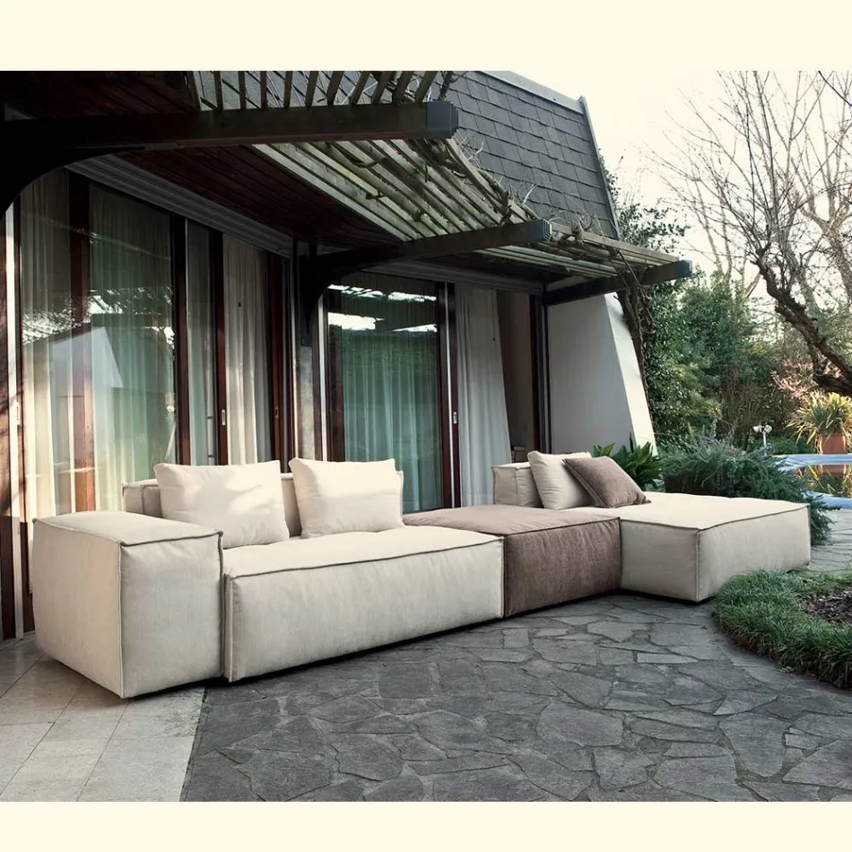 Kompozycja 1 pufy z oparciem, 1 pufy i 1 półwyspu - dziwna Viadurini