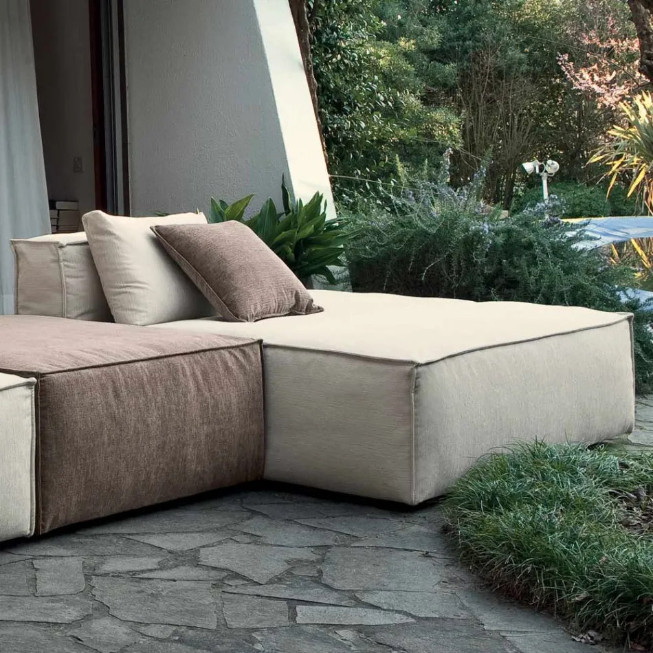 Kompozycja 1 pufy z oparciem, 1 pufy i 1 półwyspu - dziwna Viadurini