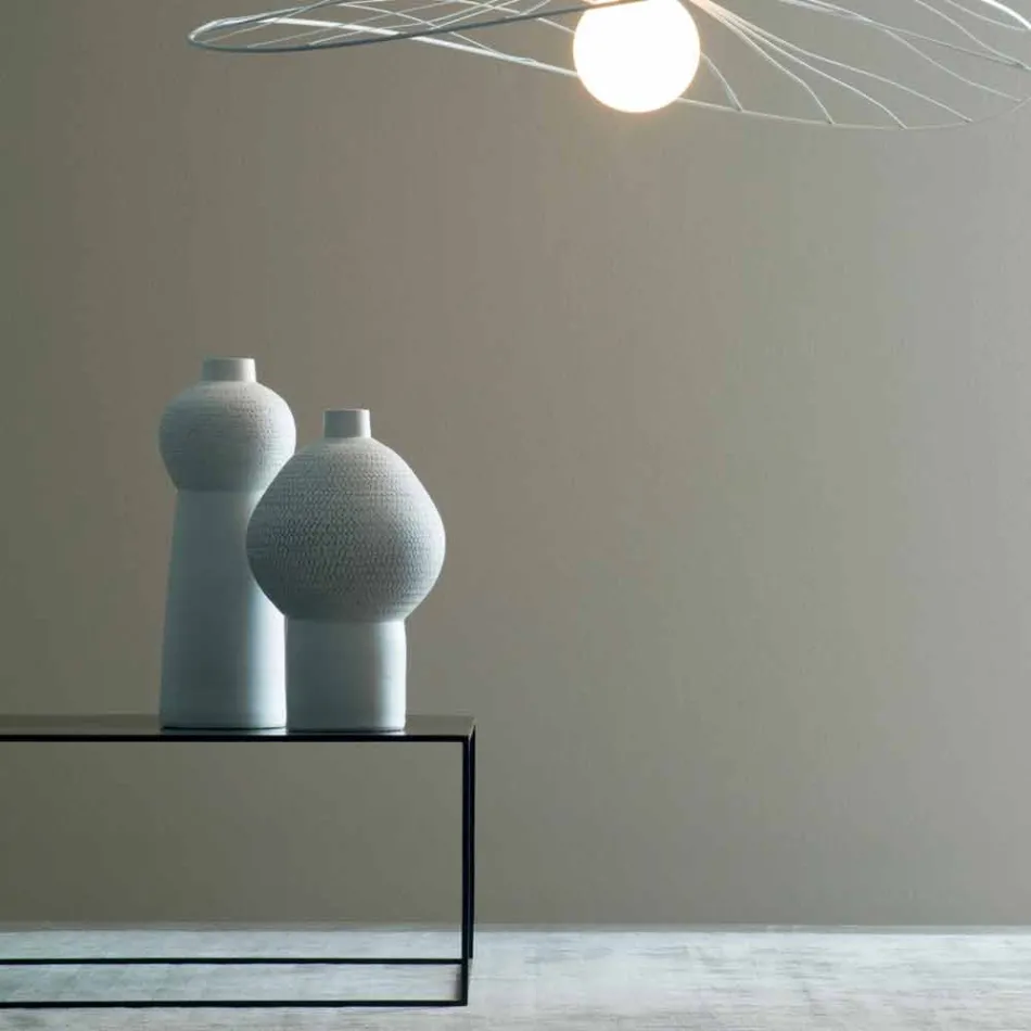 Kompozycja 2 dekoracyjnych wazonów z dekorowanej ceramiki - Lampedusa Viadurini