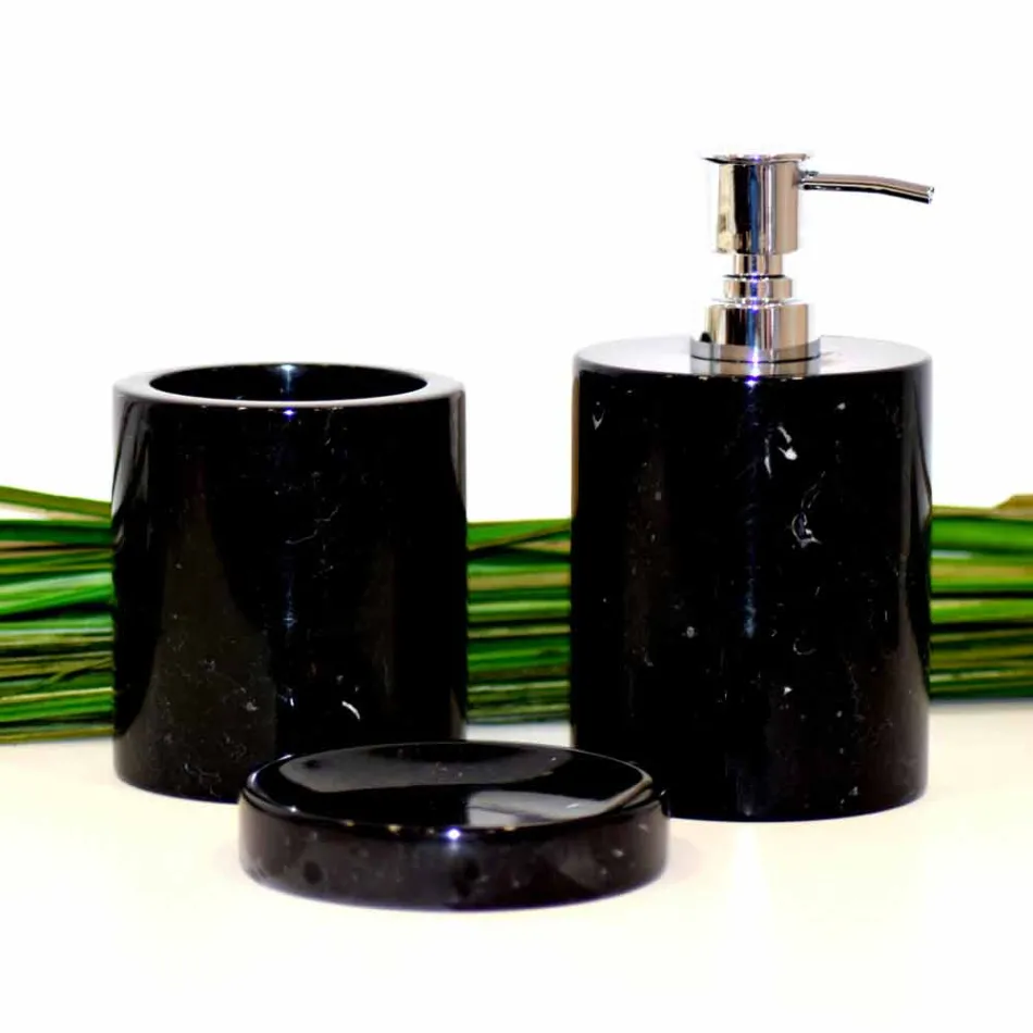 Kompozycja 3 akcesoriów łazienkowych z polerowanego marmuru Made in Italy - Trevio Viadurini