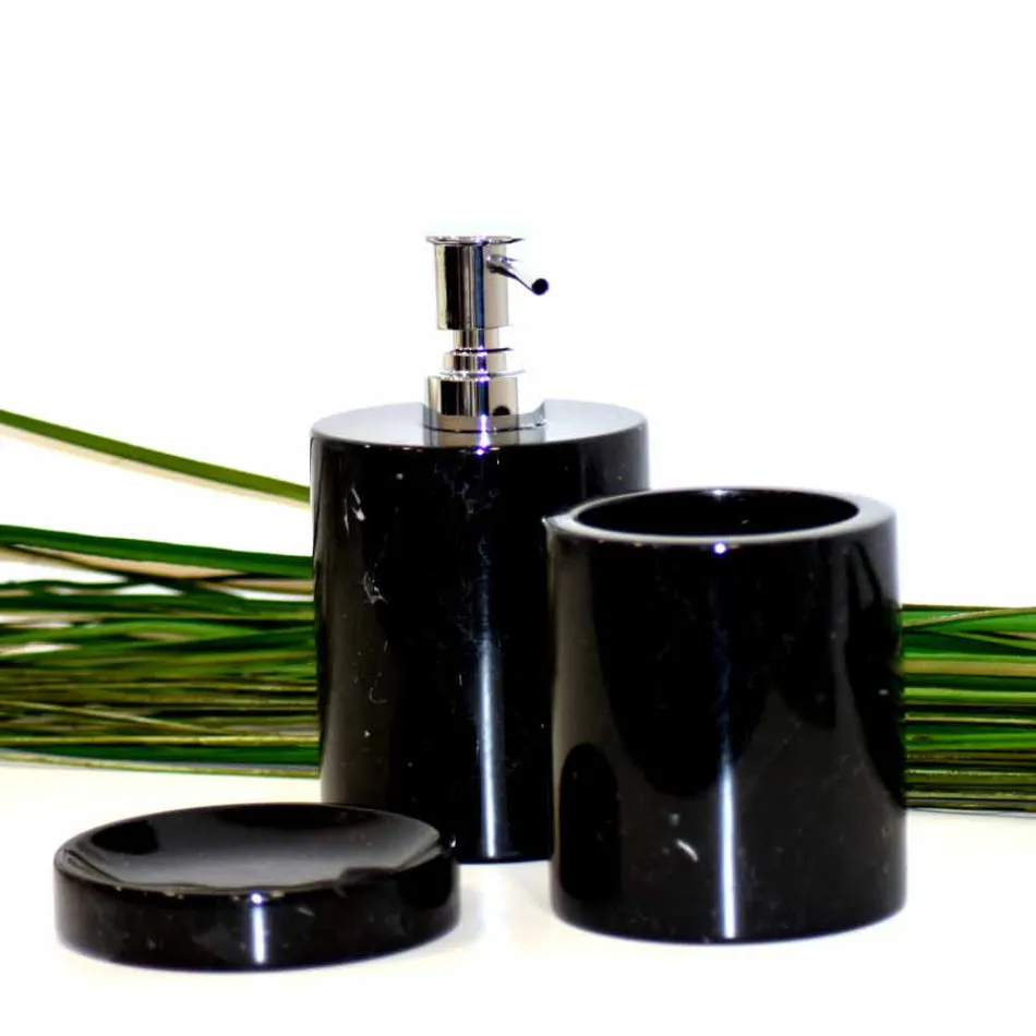 Kompozycja 3 akcesoriów łazienkowych z polerowanego marmuru Made in Italy - Trevio Viadurini