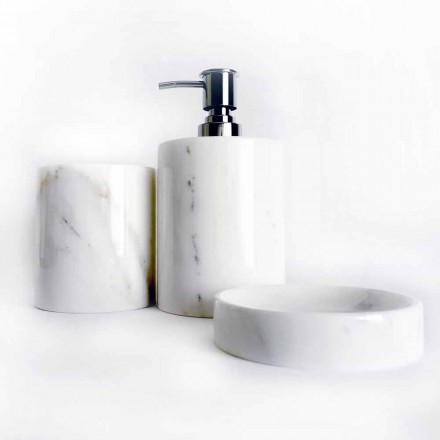 Kompozycja 3 akcesoriów łazienkowych z polerowanego marmuru Made in Italy - Trevio Viadurini
