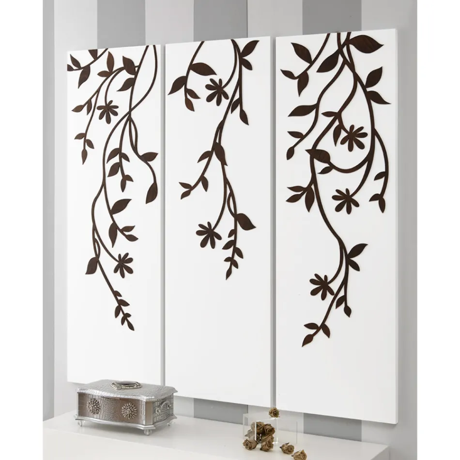 Kompozycja 3 paneli przedstawiających 3 gałęzie i liście Made in Italy - Barney Viadurini